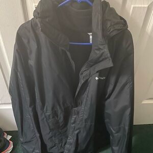 Columbia Black Raincoat with fleece removable lining